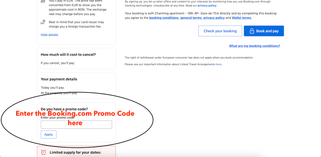 Booking.com How to add a promo code 1