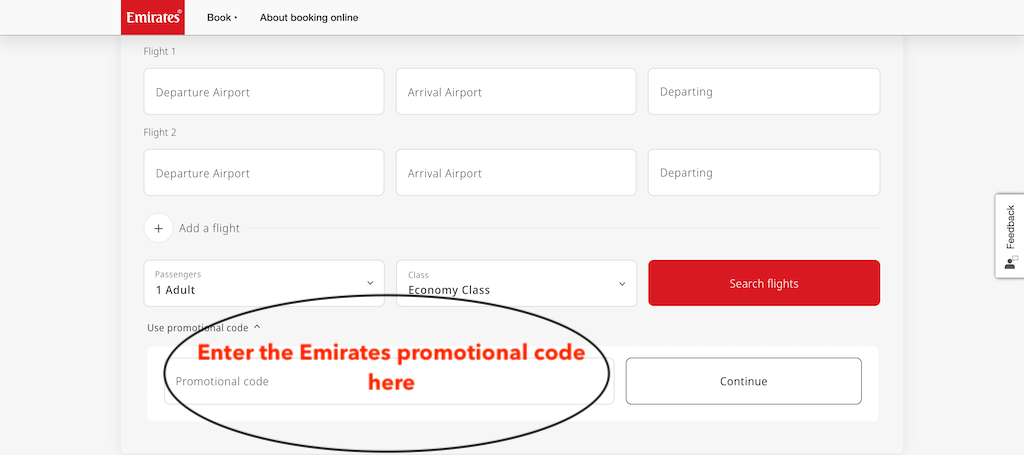 Emirates How to use a promotional code
