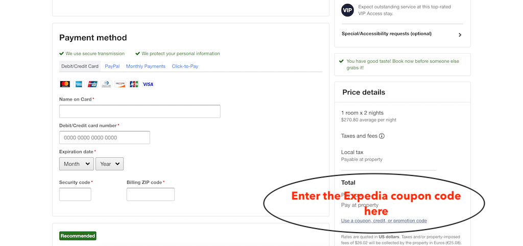 Expedia how to use a promo code