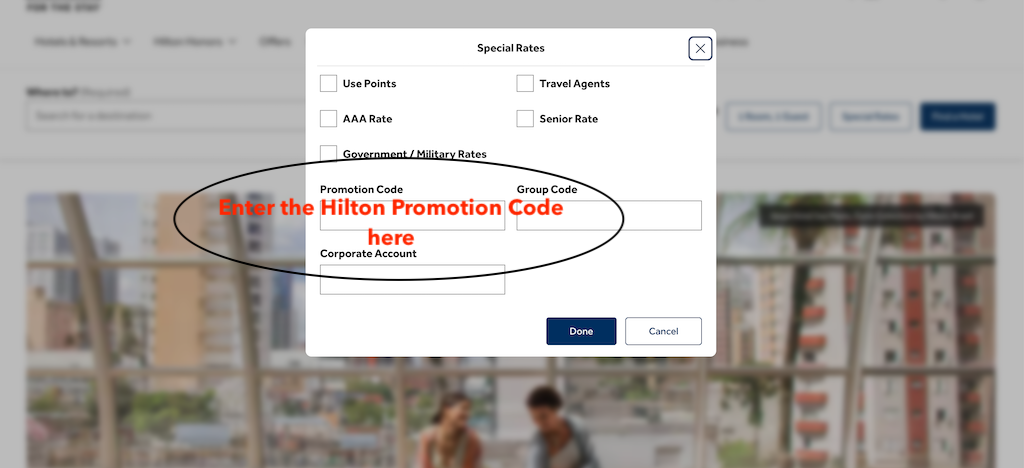 How to use a Hilton promotion code
