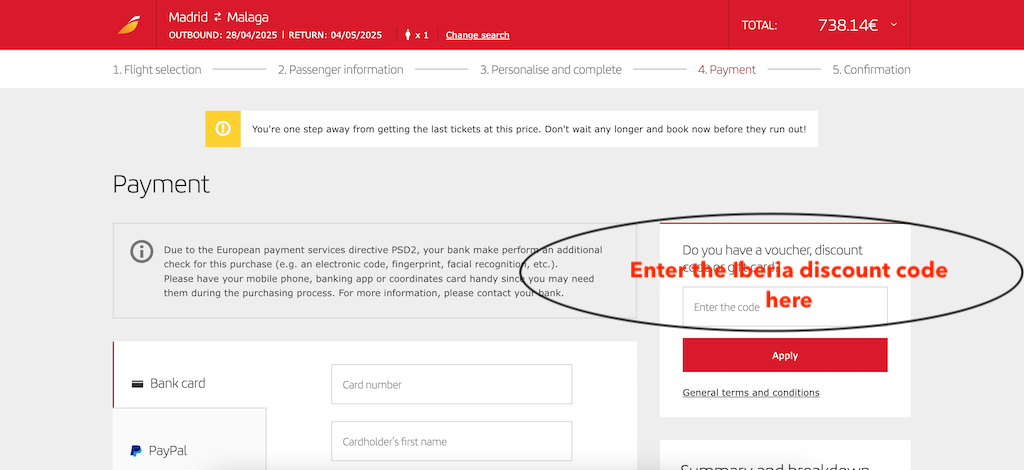 How to use an Iberia discount code
