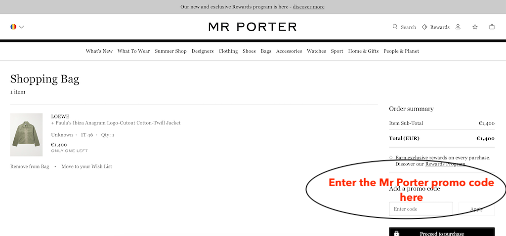 How to use a Mr Porter promo code