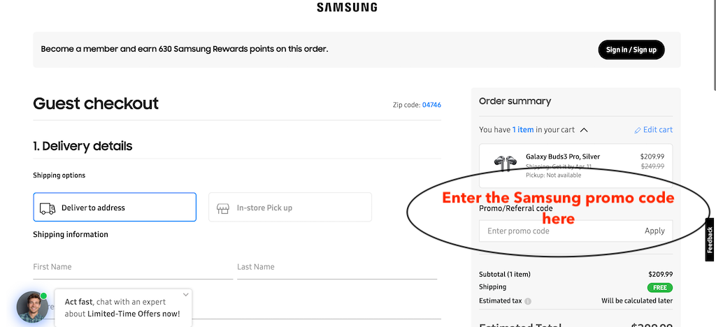 How to use a Samsung promo code