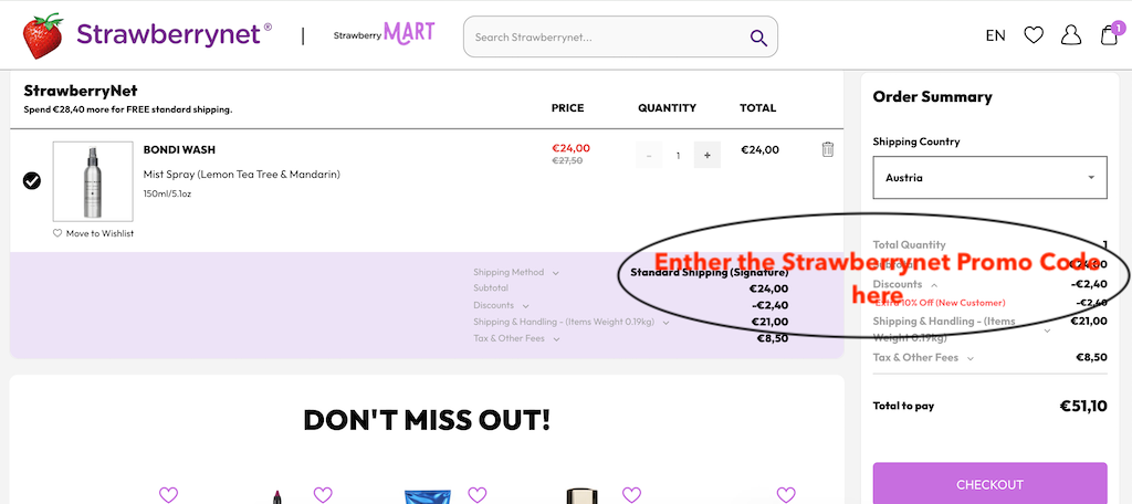 How to use a Strawberrynet promo code