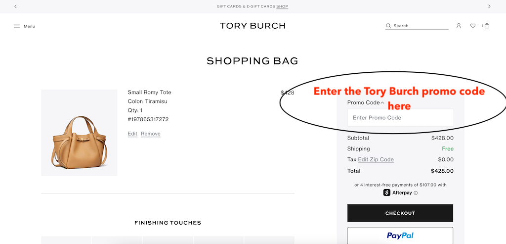 How to use a Tory Burch promo code