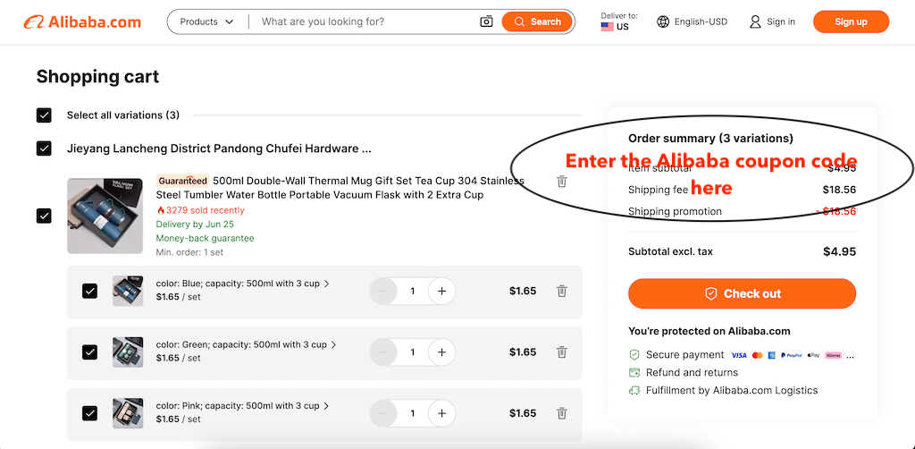 How to use an Alibaba coupon code
