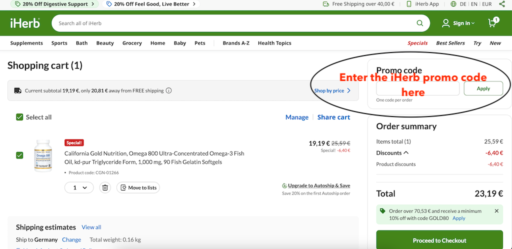 How to use an iHerb promo code