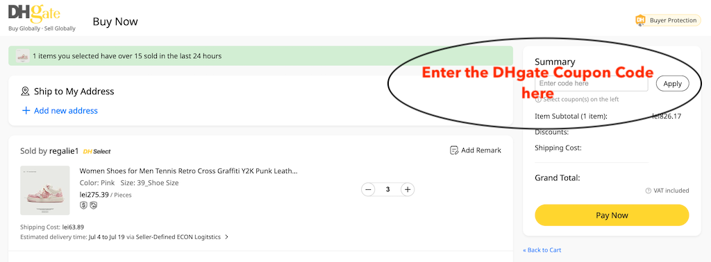 How to apply a DHgate coupon code