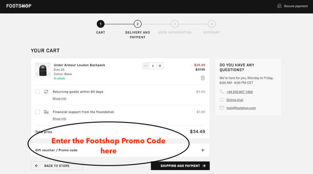 How to use a Footshop promo code