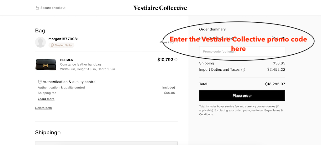 Come utilizzare un codice promozionale Vestiaire Collective
