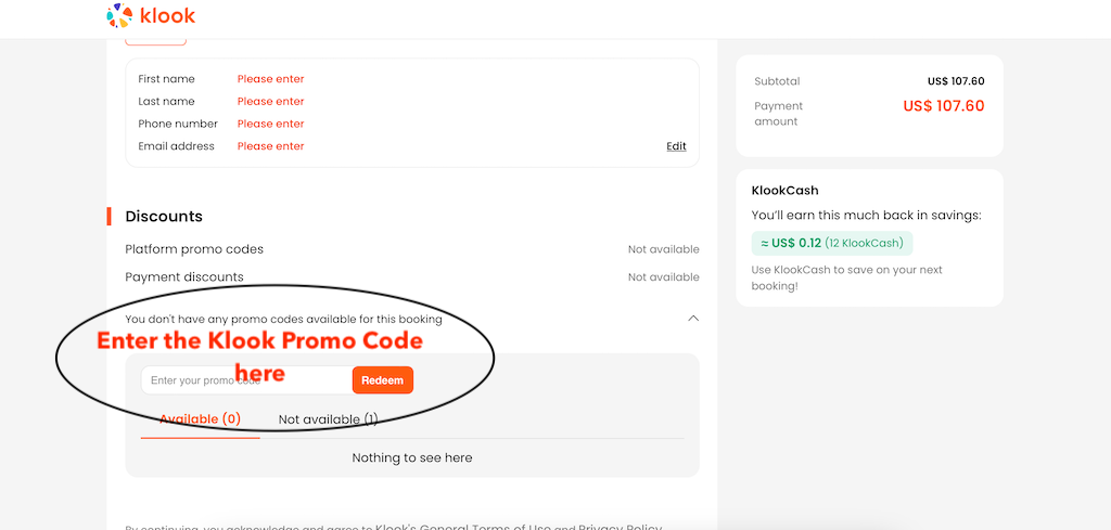 Cómo usar un código promocional de Klook