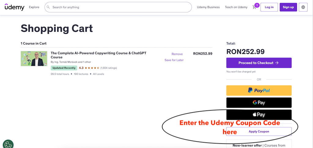 How to use a Udemy coupon code