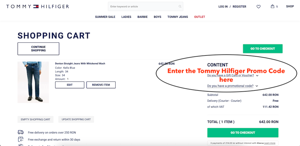 Hogyan használjuk a Tommy Hilfiger promóciós kódot