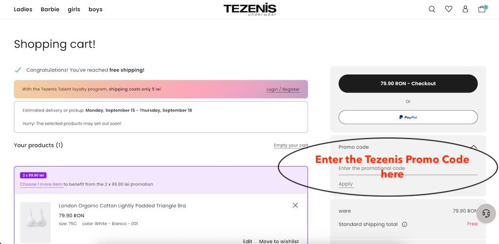 How to use a Tezenis promo code 1