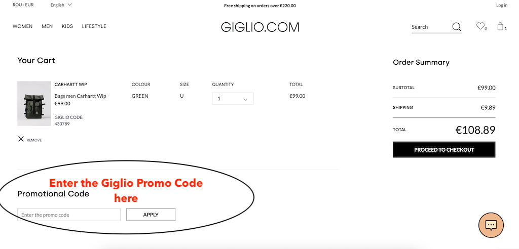 How to use a Giglio promo code