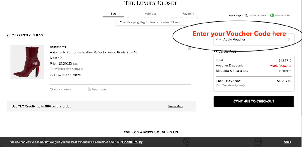 Cara menggunakan kode voucher The Luxury Closet