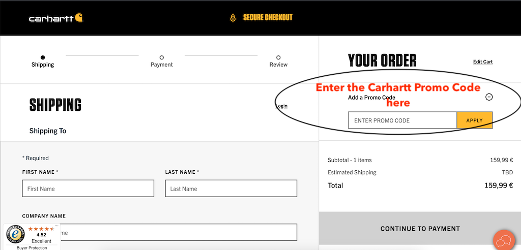 Cara menggunakan kod promosi Carhartt