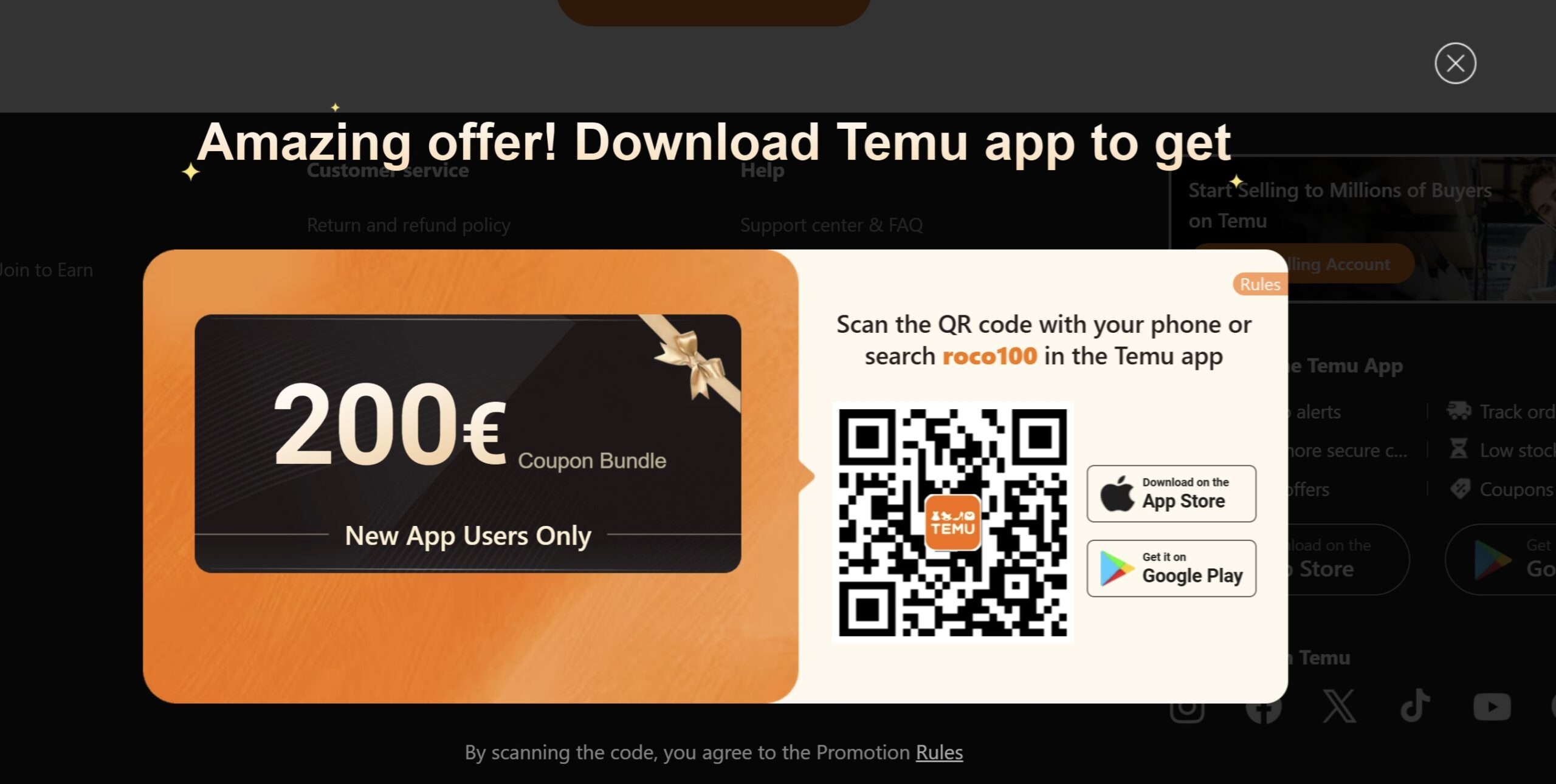 temu coupon roco100